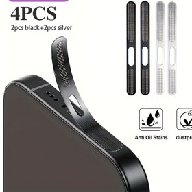 Resim 4/5/8 Parça Set / Siyah/Gümüş/Karışık, Yeni Ultra İnce Metal Telefon Hoparlör Toz Kapağı, iPhone 16/15/14 Serisi Uyumlu – Yağ ve Toza Karşı Koruma Stickerları, Şarj Portu Koruyucu, Telefon Toz Tıkacı 