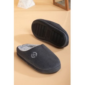 Resim Kışlık Erkek Visco Ortopedik Kaymaz Taban Ses Yapmayan Damat ve Bohça Ev Terliği 