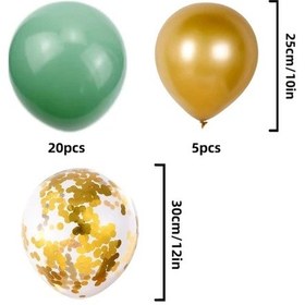 Resim Sunshine022 30 Adet Yeşil Altın Yaldız Balon Seti Helyum Hazır Parti Düğün Doğum Günü Dekor Yeşil Altın 