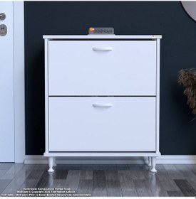 Resim Modilayn Umay Antre Hol 72 X 86 X 25, 5 Cm Lik 2 Düşer Kapak 4 Göz Raf Bölmeli Ayakkabılık Beyaz 