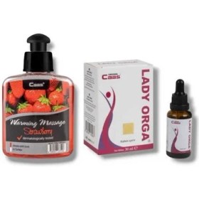 Resim Caas Çilek Aromalı Isıtıcılı Cinsel Masaj Yağı 100 ml + Lady Orga Kadınlara Özel Damla 
