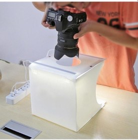 Resim Triline 20 x 20 CM Profesyonel Stüdyo Led Işıklı Çift Sıra Ürün Fotoğraf Çekim Çadırı 