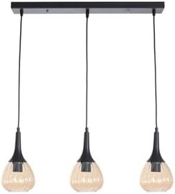 Resim Fer Avize Klasik Modern Tasarım Yemek Masası - Salon - Mutfak Sıralı Bal Camlı 3 Lü Avize 