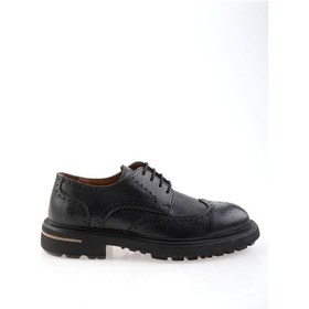 Resim Bambi Siyah Hakiki Deri Erkek Oxford Ayakkabı E01597000340 Siyah 