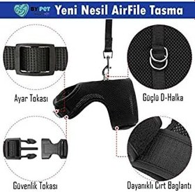 Resim BYPET Yeni Nesil Nefes Alabilen Kedi Göğüs Tasması Seti (Large, Siyah) 