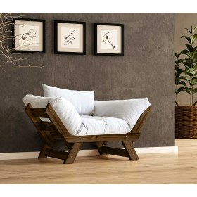 Resim Woodesk Adalar Masif Ceviz-Kırık Beyaz Renk Berjer CPT8131-140 
