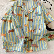 Resim Yazlık Yeni Sevimli Tatlı Karakter Kısa Kollu Şortlu Kadın Pijama Takımı 