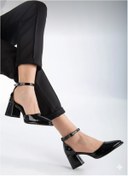 Resim İZCE MODA Topuklu platformlu siyah rugan 