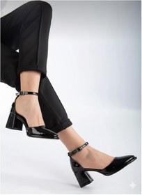 Resim İZCE MODA Topuklu platformlu siyah rugan 