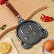 Resim 1 adet "Çekici Kahvaltı" Yapışmaz Ayı Desenli Tava, 13.97cm Dökme Demir Yumurta & Pankek Tavası - Sadece Elde Yıkama 