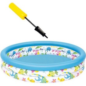 Resim 62008 Pompalı Bestway 51009 Desenli Çocuk Havuzu 122x25 Cm Çok Renkli 