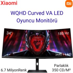 Resim Xiaomi G34WQI 34" 1 Ms Wqhd Curved 180 Hz Oyuncu Monitörü+Dısplayport Kablo Hediye 