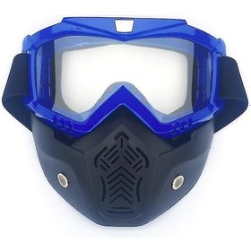 Resim Tek Beden Şeffaf Motosiklet Kaskı Sürüş Gözlüğü Gözlükleri Çıkarılabilir Yüz Maskesi X5629 