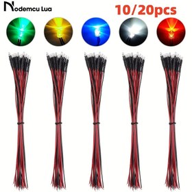 Resim NODEMCU LUA 10/20/50 adet 3mm/5mm Tel ile Işıklı Diyot LED Boncuk DC 5V-12V RC Crawler Araba Traxxas TRX4 Axial Parçaları için Dekoratif Gösterge Işığı 