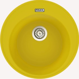 Resim POLEX Cristalüx Granit Evye P-06 Sarı Tezgah Altı Ve Tezgah Üstü Oval Mutfak Evyesi 51,5x51,5cm 