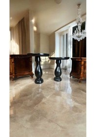 Resim Ahşap 2 Li Yan Sehpa Takımı Siyah Renk Mantar Sehpa Modeli Siyah 