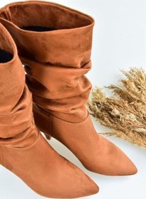 Resim fox SHOES L404810609 Kısa Topuklu Büzgülü Kadın Bot 