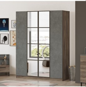Resim Robinhome Robin Home Montana 4 Kapaklı Çekmeceli Aynalı Gardırop Mo2-Cg 
