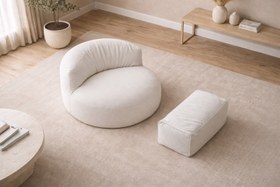 Resim Mila Modell Krem Puff & Armut Koltuk Relax Koltuk & Ayak Puflu 