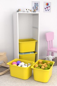 Resim Pratico Cara 4 Derin Sepetli Çok Amaçlı Oyuncak Dolabı Mutfak Kiler Dolabı Dolabı Sarı 