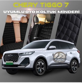 Resim Chery Tiggo 7 Siyah Tay Tüyü Cepli & Terletmez Sırtlı Oto Koltuk Minder Seti - Koruma Kılıfı Ön & Arka Set 