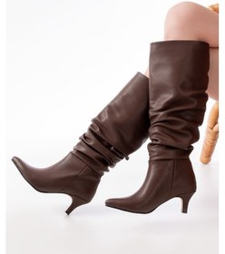 Resim Sr-2001 Kahverengi İnce Topuklu Günlük Bayan Çizme Kahve Rengi 