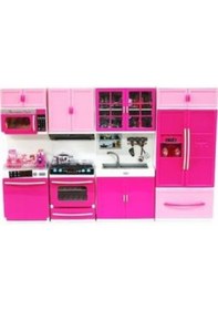 Resim Kayyum Oyuncak 4'lü Büyük Boy Tüm Kapakları Açılan Işıklı Mutfak Seti Pembe 