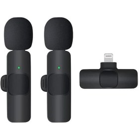 Resim Kablosuz Yaka Mikrofonu Lightning/ 2'li Mini Mikrofon 