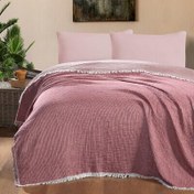 Resim Maxstyle Müslin Çift Kişilik Yatak Örtüsü Gül kurusu 220x240 cm 