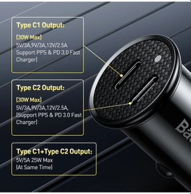 Resim Baseusbaseus 30w Çift Usb C Araç Şarj Cihazı İphone Uyumlu 13 14 15 Samsung Xiaomi Hızlı Şarj Evrenseldistribütör Garantili 