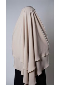 Resim Hürrem Bone Bej Pratik Hazır Geçmeli Tesettür Eşarp Krep Bağcıklı Çift Katlı Sufle Hijab 2314 12 BEj 