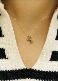 Resim Altın Nazar Boncuklu Z Harfli Zincir Sarı 