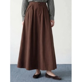 Resim LC Waikiki Lcw Modest Kahverengi Yüksek Bel Büzgülü Poplin Kloş Etek 
