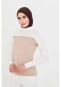 Resim Hürrem Bone Krem Tesettür Balıkçı Yaka Boyunluklu Kolluk Viskon Düz 1025 40 Krem 