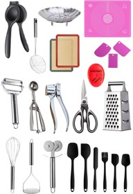 Resim AKDAG HOME 24 Parça Çeyiz Seti Kaliteli Mutfak Setleri Spatula Sarımsak Narenciye Sıkacağı Soyacak 