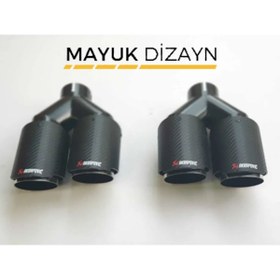 Resim Akrapovic 90'lık Çiftli Karbon Egzoz Ucu 2 Adet -- Mayuk Dizayn -- 