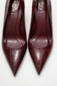 Resim Luvishoes Luvi Shoes Puera Bordo Baskı Sivri Burunlu Kadın Dolgu Topuklu Ayakkabı Bordo 
