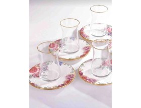 Resim His Desen Altın Yaldız Çay Seti 6 Kişilik 12 Parça 