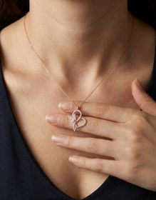 Resim Kadın Kalp ve Kelebek Tasarım 925 ayar Gümüş Kolye 