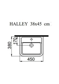 Resim Idevit Halley Lavabo Dikdörgen Tezgah Üstü Çanak Mini 45CM Hariç 