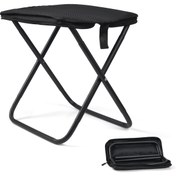 Resim Dış mekan seyahatleri için katlanabilir mini tabure - 4 yönlü eğimli, dayanıklı metal çerçeveli, kamp, balıkçılık, tren istasyonları ve boş zaman etkinlikleri için mükemmel, kamp taburesi, şık tasarım, kolay depolama tasarımı 