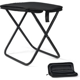 Resim Dış mekan seyahatleri için katlanabilir mini tabure - 4 yönlü eğimli, dayanıklı metal çerçeveli, kamp, balıkçılık, tren istasyonları ve boş zaman etkinlikleri için mükemmel, kamp taburesi, şık tasarım, kolay depolama tasarımı 