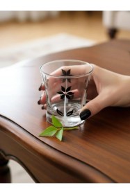 Resim Paşabahçe Azur Flower Baskılı 6'lı Su Bardağı 240 Cc - Dekorlu Çiçek Desenli Set Cam/şeffaf 