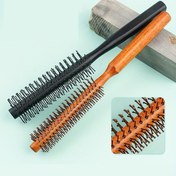Resim Holmium Nylon Küçük Ahşap Tarak: Kadınlar için perçem şekillendirme, hacimlendirme, köklerde bukle oluşturma ve saç düzleştirme için uygun. Yuvarlak gövdeli ev tipi profesyonel salon aleti 
