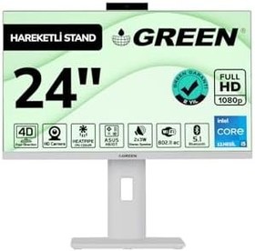 Resim Green GT24 Intel Core i5 12400 İşlemci 16GB DDR4 Ram 512Gb M2 Ssd 24" Fhd Freedos Beyaz All In One Bilgisayar 