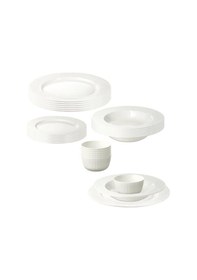 Resim 24 Parça Ofantlıgt Yemek Takımı Meridyendukkan Beyaz Renk Modern Klasik Set Feldispat Porselen 