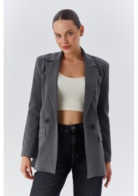 Resim Mixray 4516 Kadın Bezayağı Blazer Ceket Antrasit 