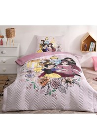 Resim Özdilek Princess Rose Tek Kişilik Disney Lisanslı Lastikli Fitted Çarşaf Kapitone Çocuk Nevresim Tak 