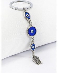 Resim Mineli Elips Nazar Boncuklu Lale Salkım Anahtarlık, Hediyelik Naz 
