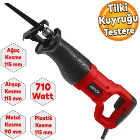 Resim Rodex RDX9071 Ahşap Metal Et Kemik Kesme Tilki Kuyruğu Testere 710W 115 mm 